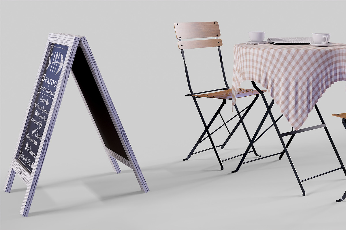 Street cafe objects, a Furniture 3D Model by happy brush (Photo 2 of 10)