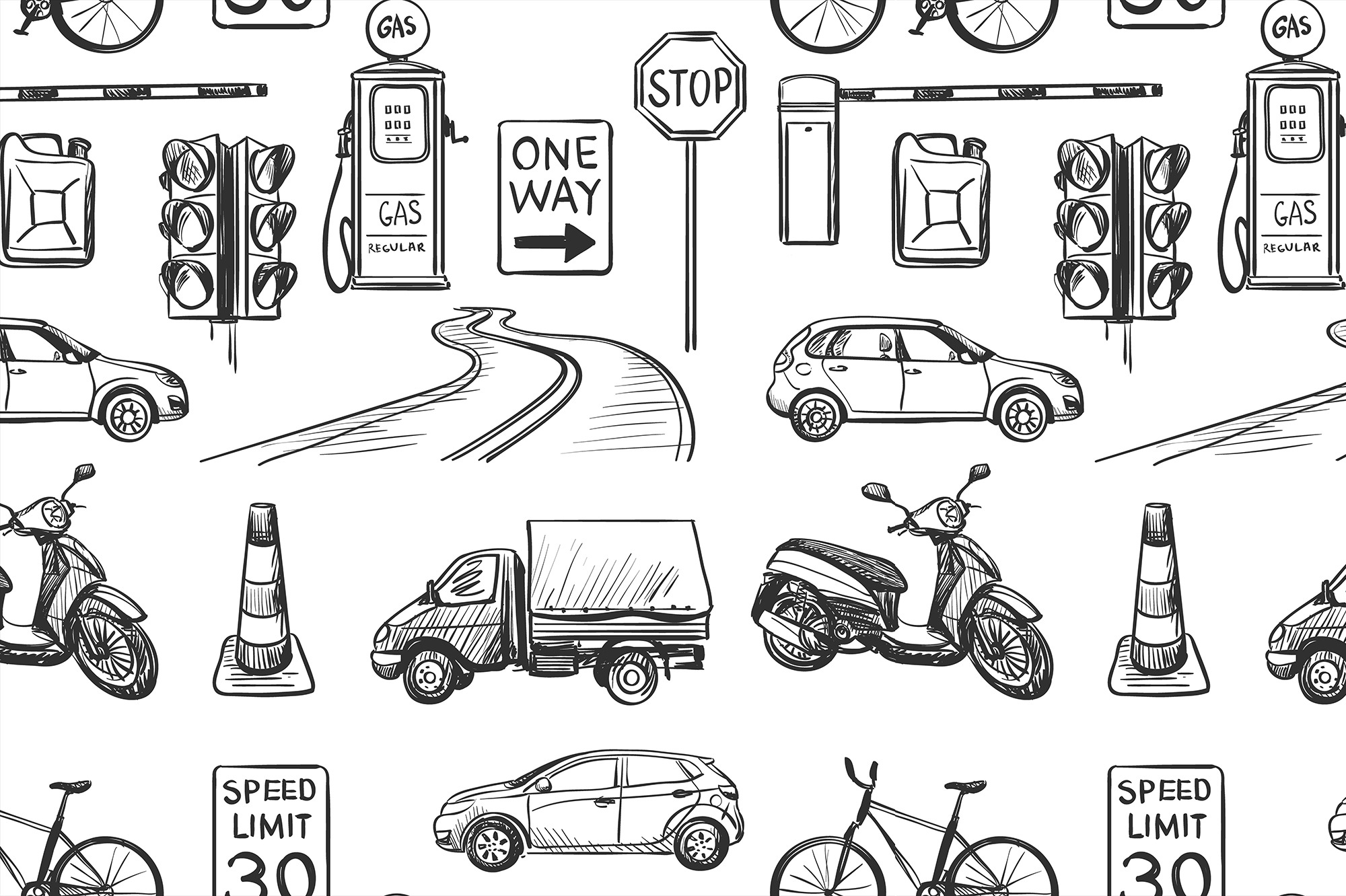 Seamless pattern of Traffic Laws, a Pattern Graphic by Netkoff