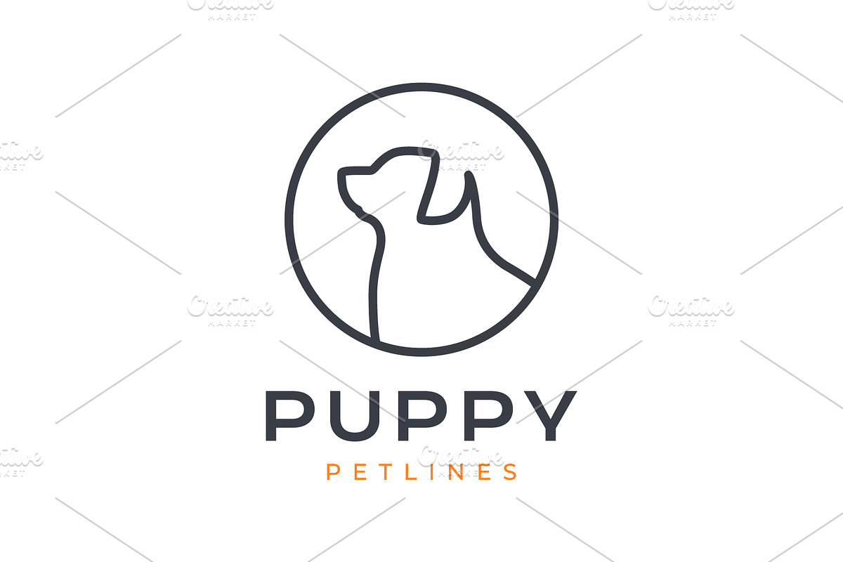 dog side view line style simple logo, a Branding & Logo Template by devastd