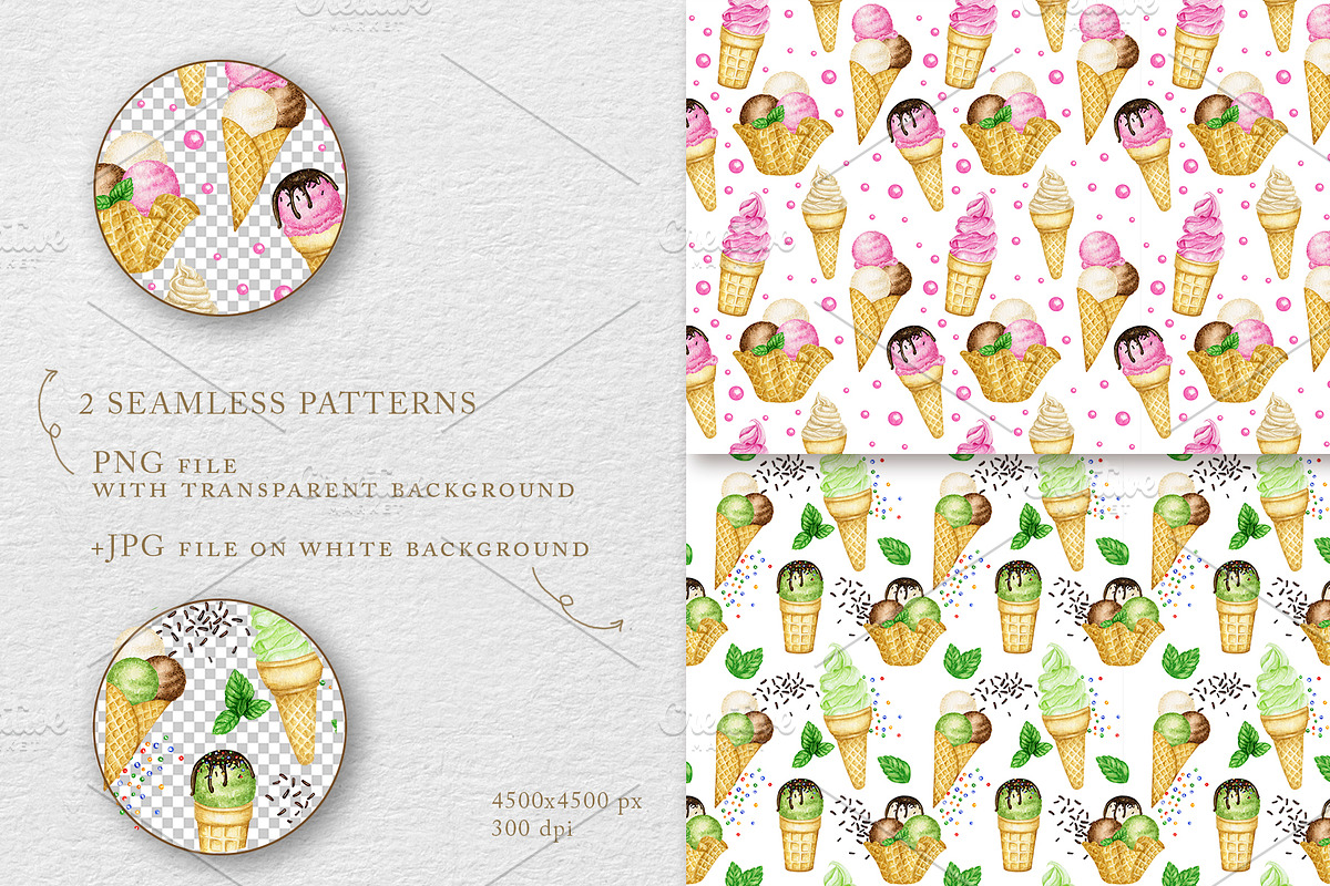 Ice Cream Watercolor Constructor, an Object Graphic by svetlanaARTdreams (Photo 5 of 9)