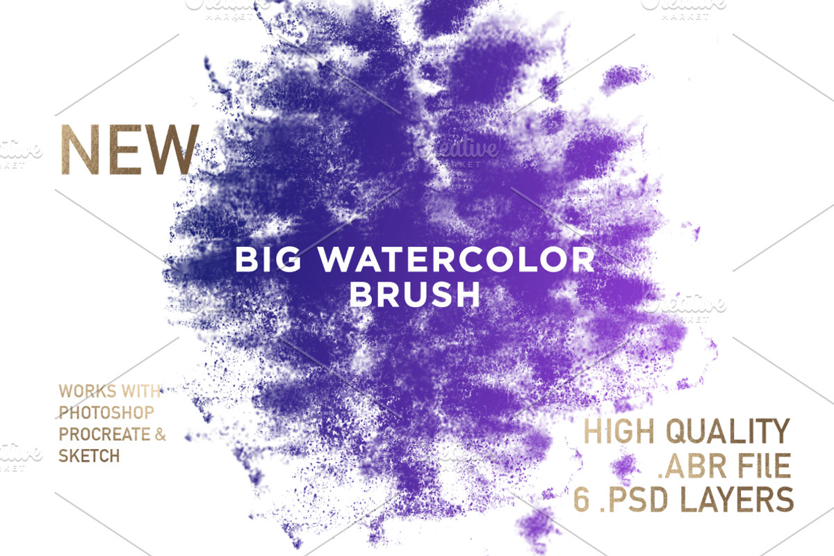 BIG Watercolor Brush, a Brush Add-On by Light & Line Designs (Photo 1 of 2)