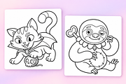 Spooky Animals Coloring Pages, an Animal Illustration by Inkivelle Studio (Thumbnail 2 of 3)