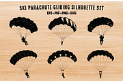 Ski Parachute Gliding Silhouette Set, a Person Illustration by Gfx Expert Team (Thumbnail 1 of 3)