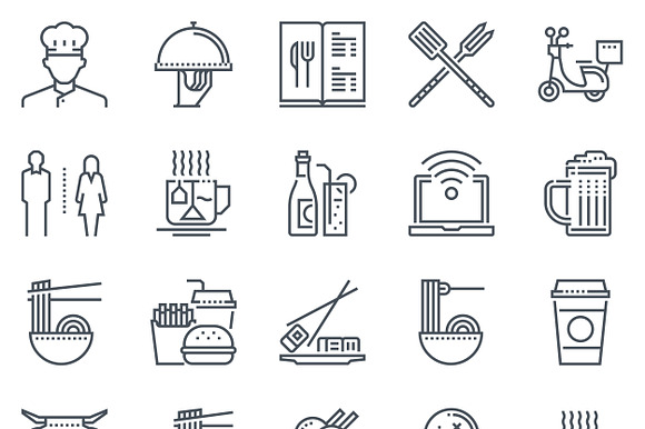 Restaurant Icon Set 25 Icons