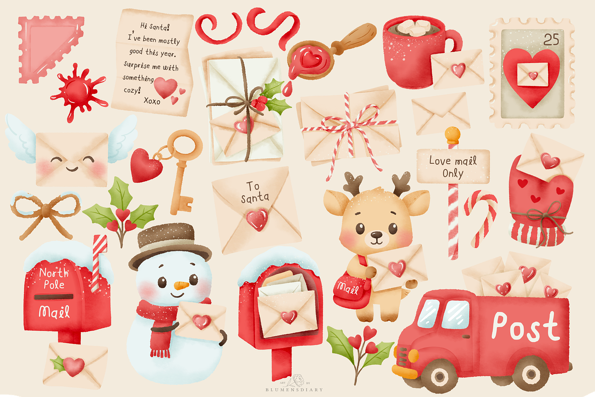 Watercolor Letter to north pole xmas, a Decorative Illustration by Blumensdiary (Photo 2 of 5)