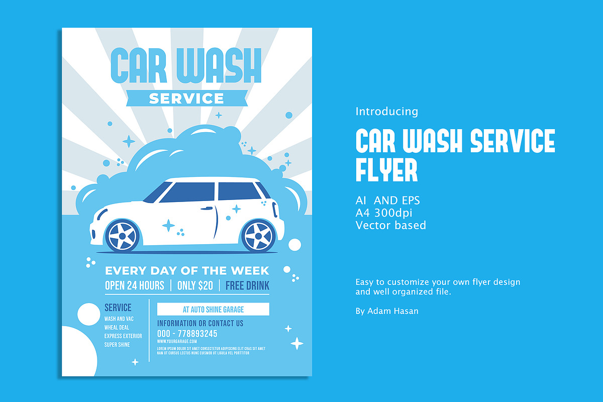 Car Wash Service flyer, a Flyer Template by AdamHasan (Photo 1 of 3)