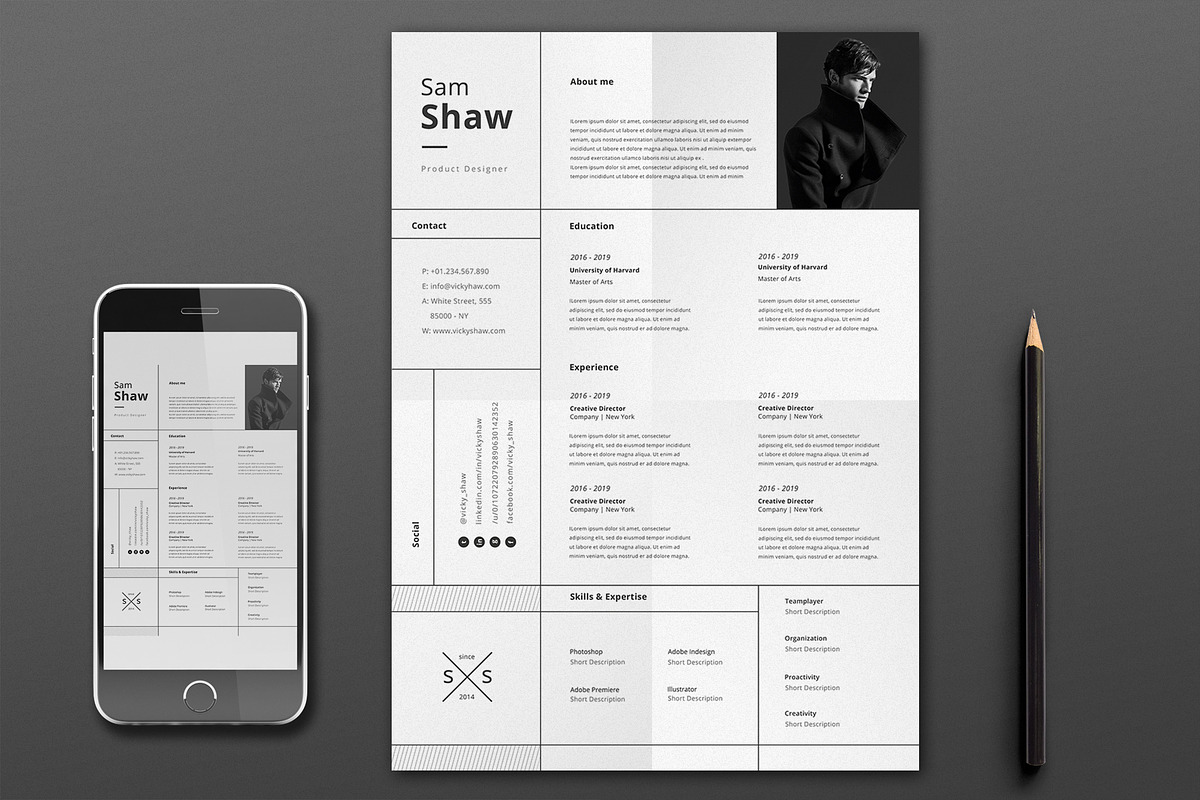 Sam Resume Template, a Resume Template by Nina Shaw (Photo 1 of 11)