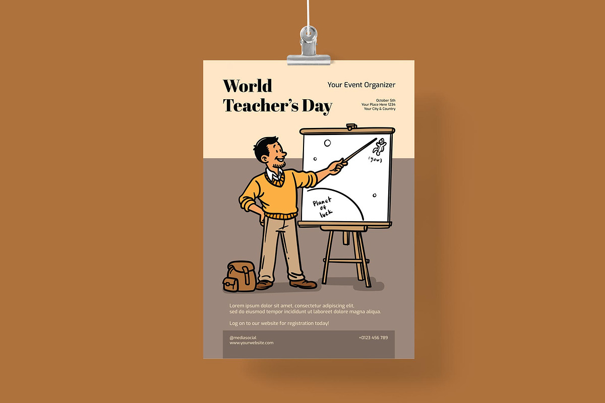 World Teacher’s Day Poster/ Flyer, a Flyer Template by Juru Rancang Graphic (Photo 1 of 3)