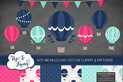 Navy & Hot Pink Hot Air Balloons, an Illustration by Amanda Ilkov (Thumbnail 2 of 5)