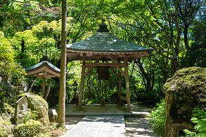 Shoro bell tower in Mitaki-Dera temple, Hiroshima, Japan forest, an Architecture Photo by GoodGoods