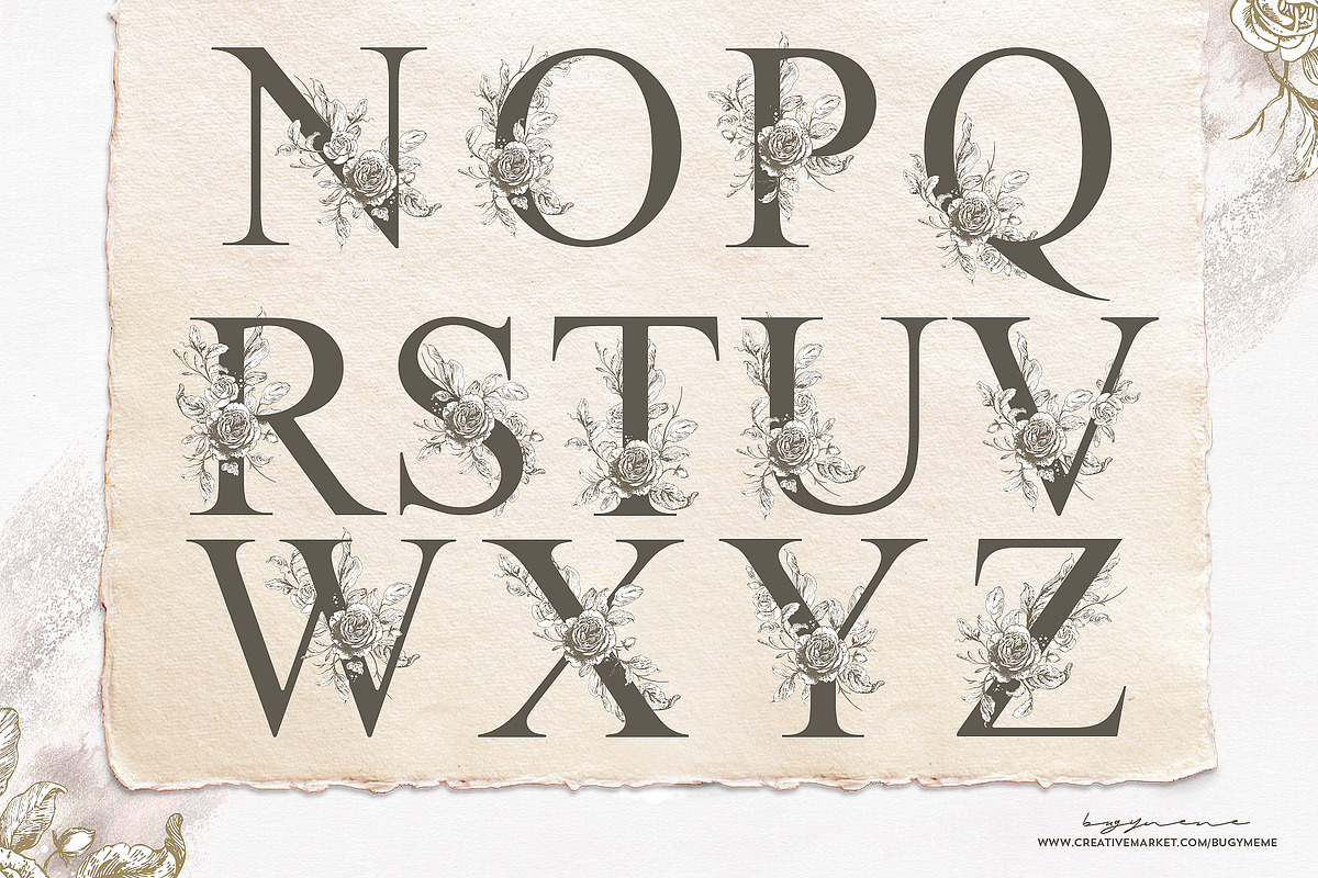 Floral Vintage Alphabet | Monograms, an Illustration by Tinydew (Photo 5 of 7)