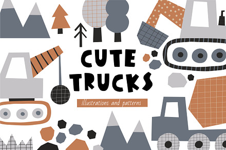 Cute Trucks, a Transportation Illustration by Barkova Nadya