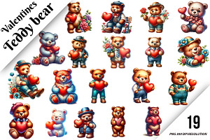 Valentines Teddy bear Clipart, an Illustration by DreamArtGraphic