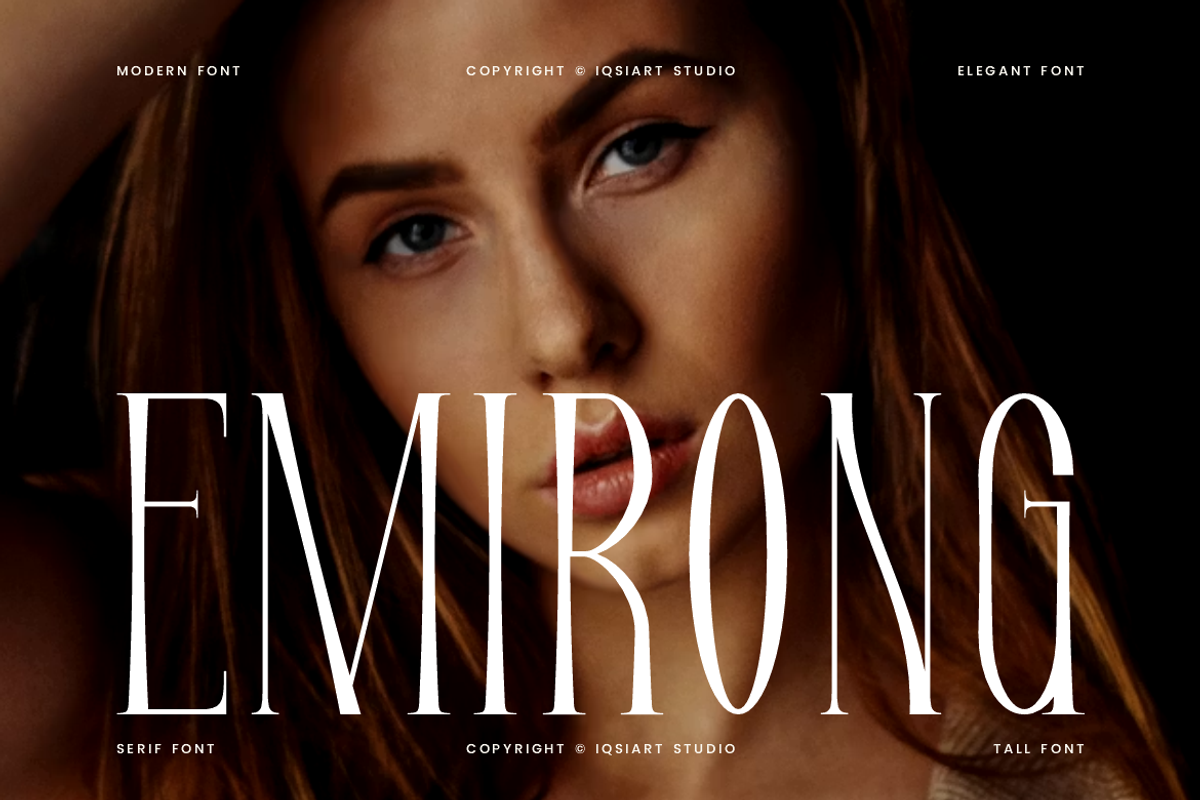 Emirong - Tall Serif Font, a Script Font by Iqsiart Studio (Photo 1 of 7)