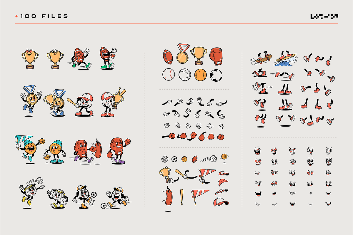 Sports Retro Mascot Creator Pack, a Sport Illustration by LEONFABRIPRO (Photo 2 of 17)