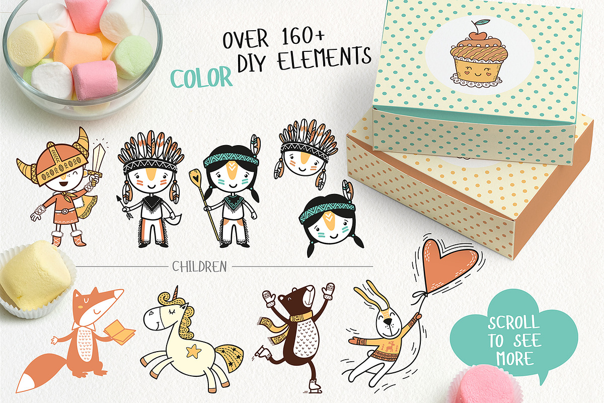 Cute Kids Scandinavian Set, an Animal Illustration by KAZUKA (Photo 4 of 10)