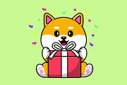Cute Shiba Inu Dog With Birthday, an Animal Illustration by Artstorystudio (Thumbnail 3 of 4)