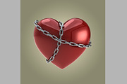 Red Heart Shape in Chains, an Object Graphic by Industrial Artworks (Thumbnail 1 of 2)