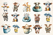Funny Sketch Quirky Cows Clipart, an Illustration by Rose Art (Thumbnail 2 of 7)