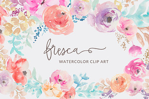 Fresca- Watercolor Flower Clip Art