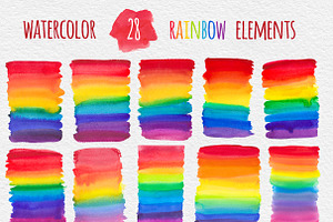 Rainbow Watercolor Texture Set