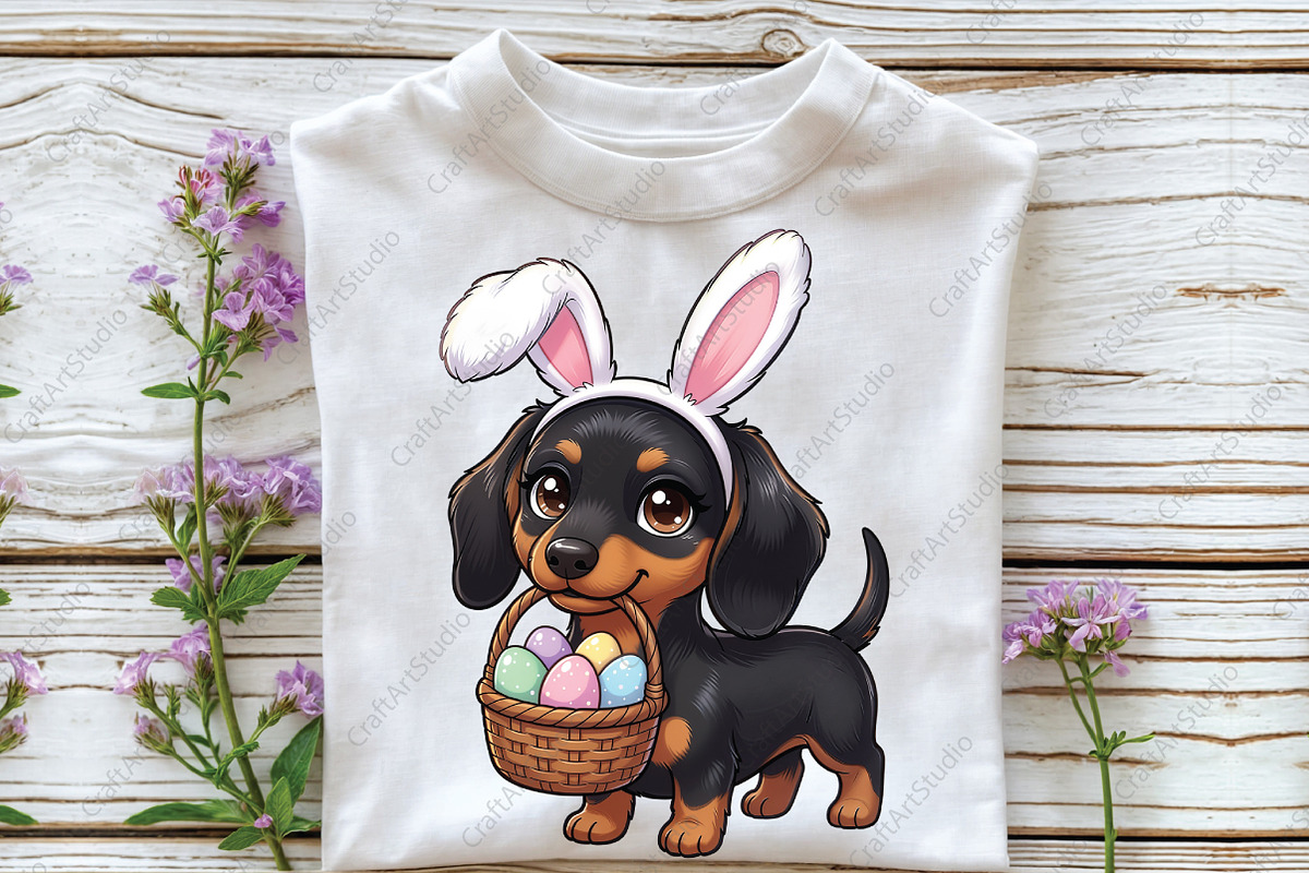 Cute Easter Bunny Dachshund Png, an Illustration by CraftArtStudio (Photo 3 of 4)