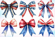 Watercolor 4th of July Bows Clipart, a Seasonal Illustration by Canvas Craft (Thumbnail 5 of 5)