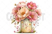 Watercolor Spring Mason Jar Clipart, an Illustration by Craft Nest (Thumbnail 10 of 12)