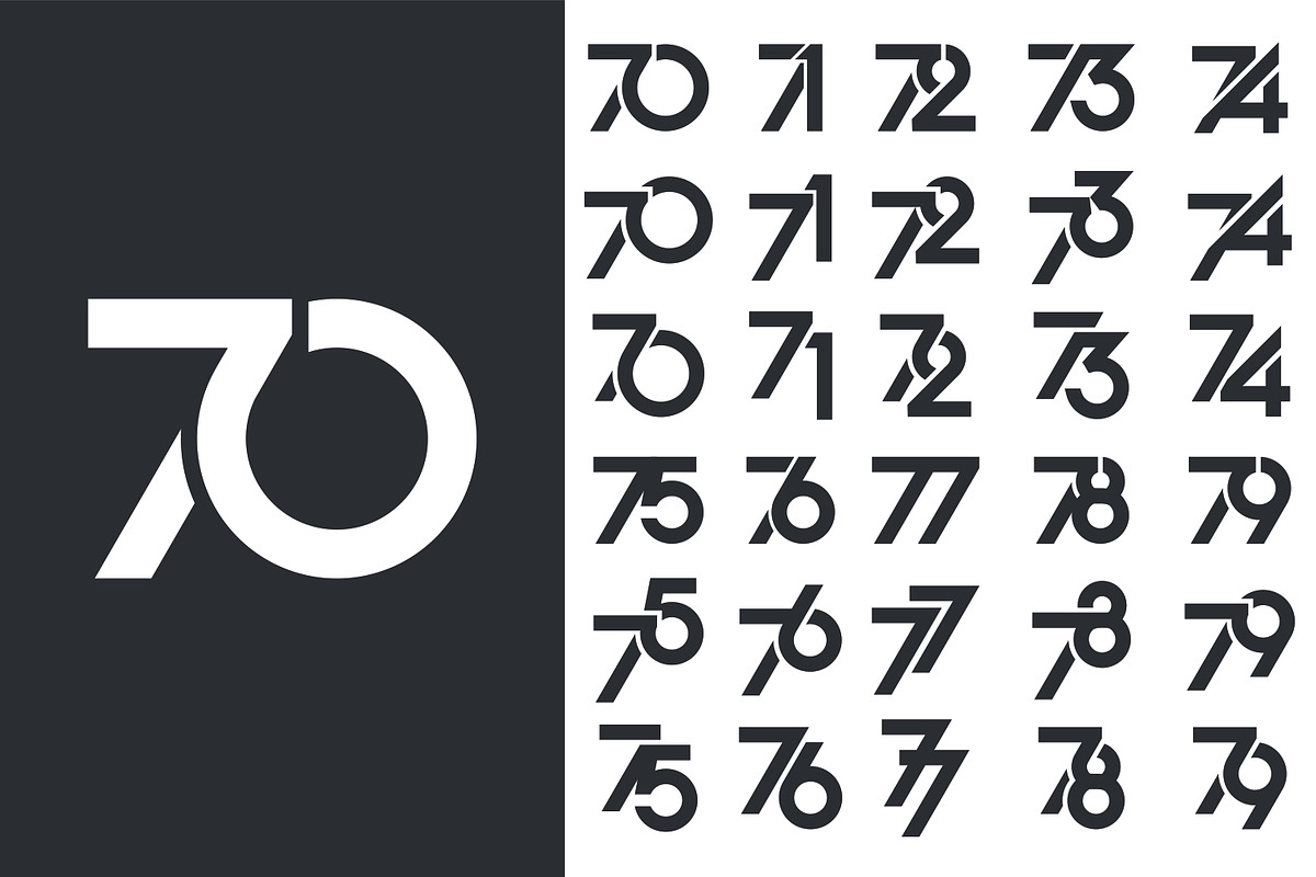 creative number 70 to 79 logo design, a Branding & Logo Template by BARONSTD (Photo 3 of 3)