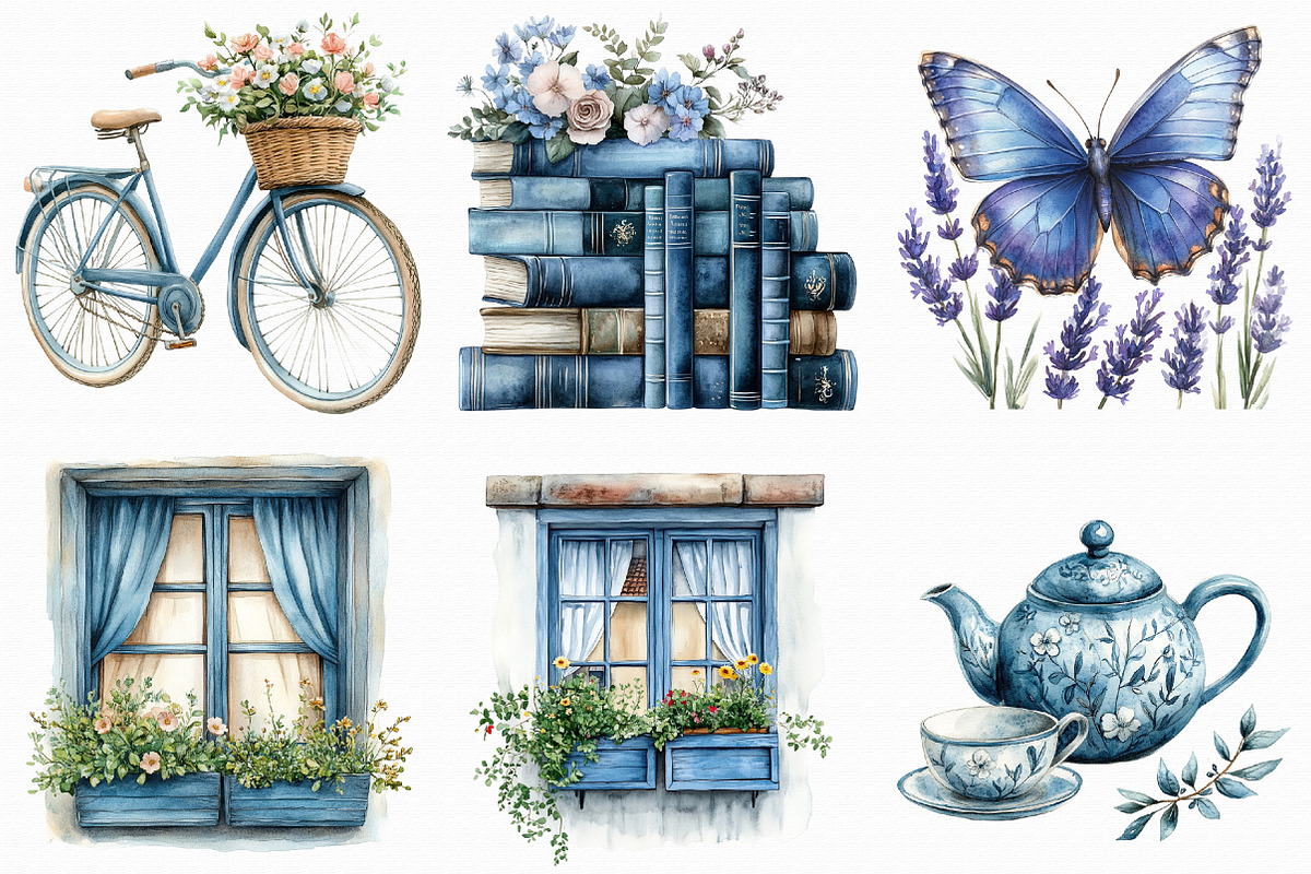 Dusty Blue Spring Clipart, an Illustration by Libby Wishes (Photo 3 of 9)