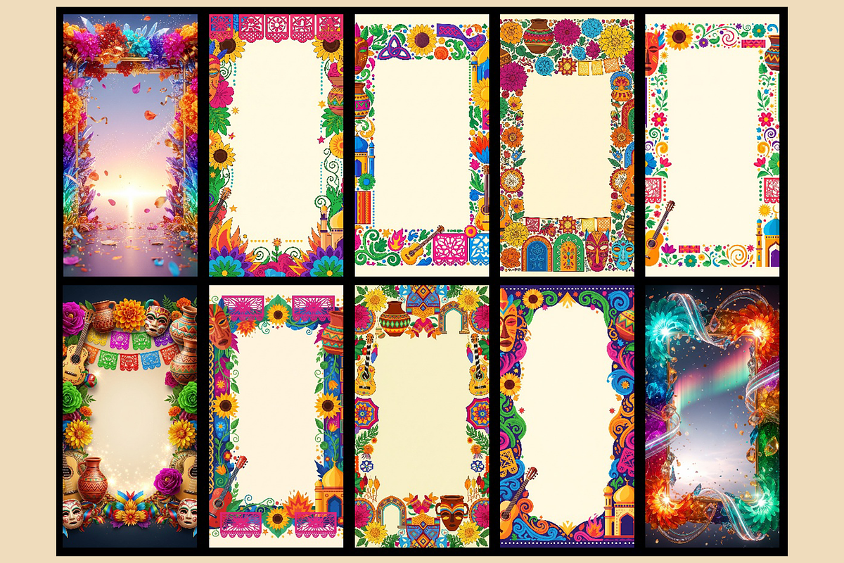 30 Papel Picado Floral Borders, a Background Graphic by SPEED APEX (Photo 3 of 3)