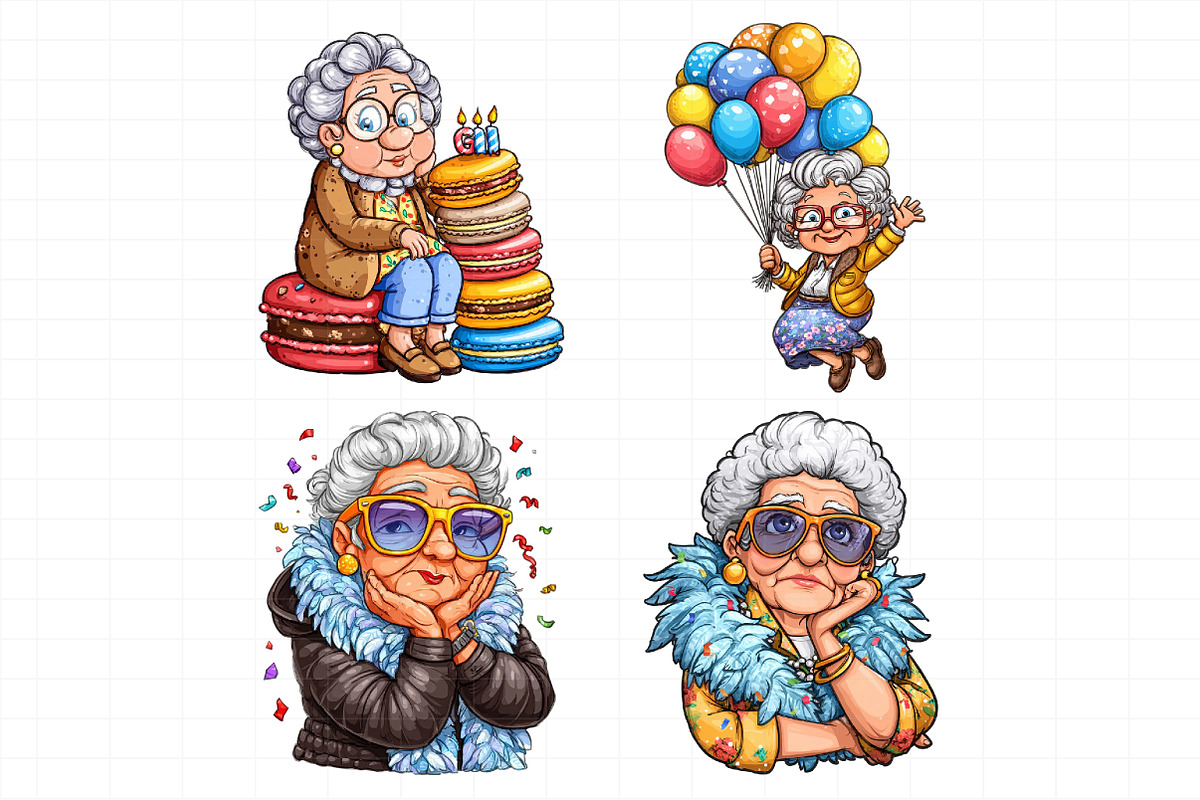 Whimsical Old Lady Birthday Clipart, an Illustration by Daily.Designs (Photo 5 of 7)