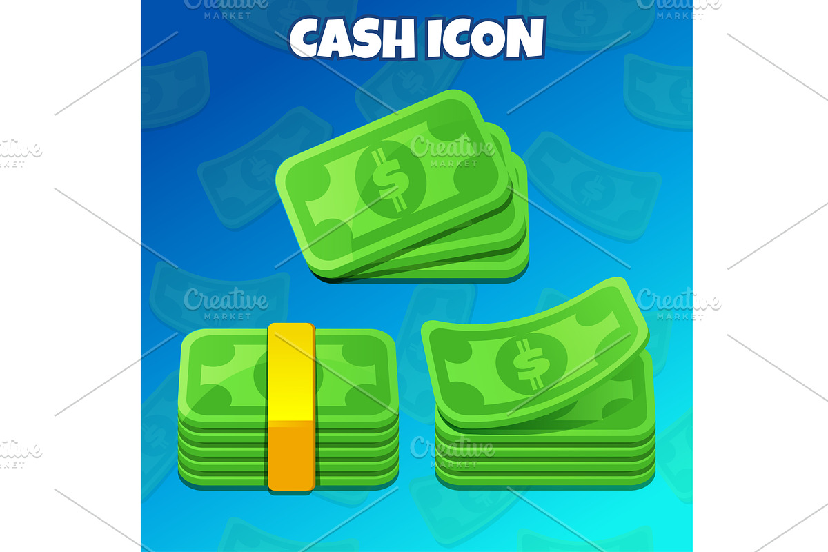 Vector Cash icon for game design, a Finance Illustration by BabySofja