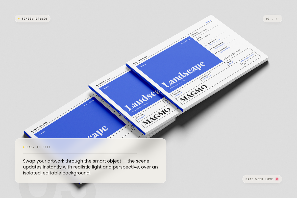A4 Landscape Magazine Mockup, a Books & Magazine Mockup by Toasin Studio (Photo 3 of 7)