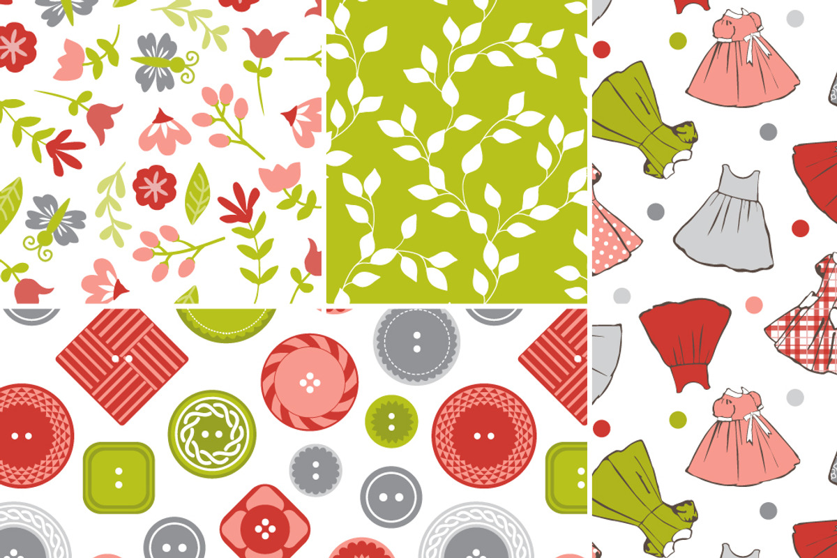 Sew Vintage Seamless Patterns preview 4