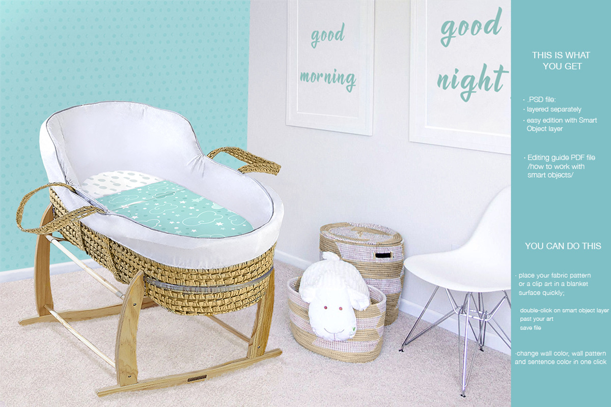 Wicker Baby Bassinet Mock Up, a Product Mockup by Mockup Up! (Photo 1 of 2)