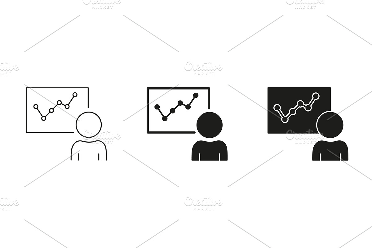 Person Presenting Data Chart Icons, a Finance Illustration by Gentle Studio