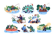 Fishermen catch fish, fishing set, a Person Illustration by PaperTrident (Thumbnail 1 of 9)