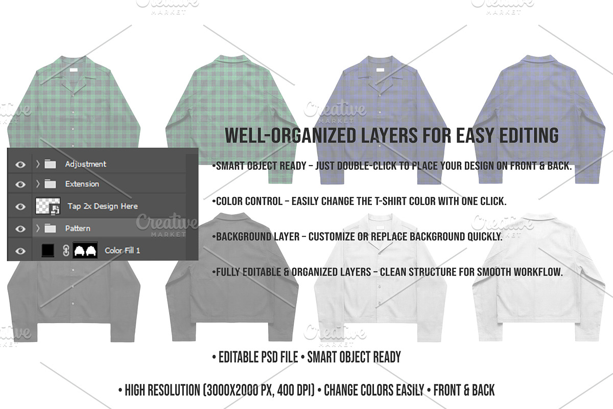 Vintage Flanel Cropped Mockup PSD, a Shirt Mockup by std.badboy (Photo 3 of 4)