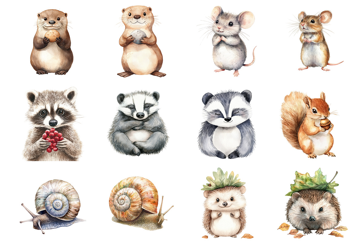 Woodland Animals Clipart, an Illustration by Design Market (Photo 2 of 5)
