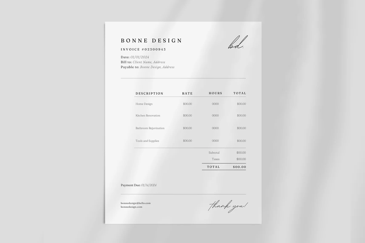 Minimal Invoice Template Canva, a Stationery Template by frommakertomaker (Photo 2 of 5)