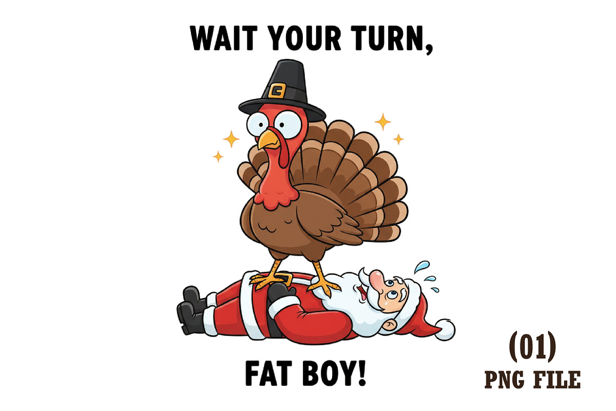 Funny Thanksgiving Turkey and Santa, an Illustration by DreamArtGraphic (Photo 1 of 5)