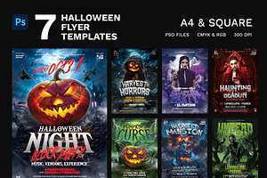 7 Halloween Flyer Templates PSD