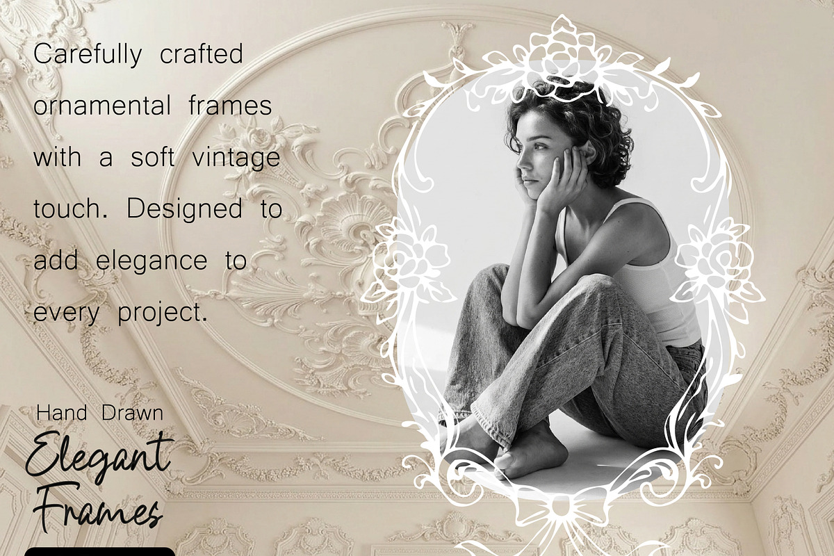 Hand Drawn Vintage Floral Frames, an Object Graphic by DreamoraArt (Photo 7 of 9)