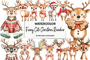 Funny Cute Christmas Reindeer Bundle, an Illustration by DreamArtGraphic (Thumbnail 1 of 5)