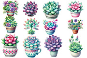 Watercolor Succulent Clipart, an Illustration by Designworld (Thumbnail 2 of 9)