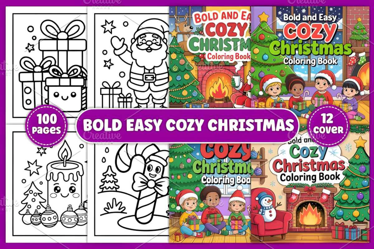 Bold Easy Cozy Christmas Coloring, a Seasonal Illustration by Coco Bloom (Photo 1 of 4)