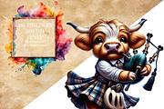 Highland Cow with Bagpipes Clipart, an Animal Illustration by DoubleTwists (Thumbnail 1 of 5)