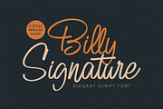 Billy Signature, a Script Font by Omotu Studio (Thumbnail 1 of 12)