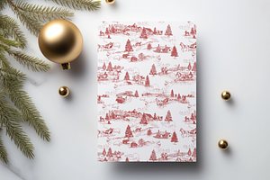 Snowy Sleigh Toile De Jouy Pattern